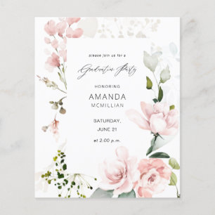 Papier Budget Pink & Eucalyptus Floral Graduation Party