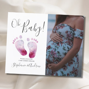 Papier Budget Pink Feet Girl Baby shower Photo Invitation