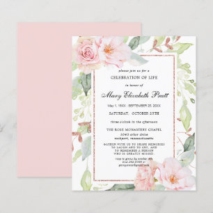 Papier Budget Pink Floral Célébration de vie Invitation