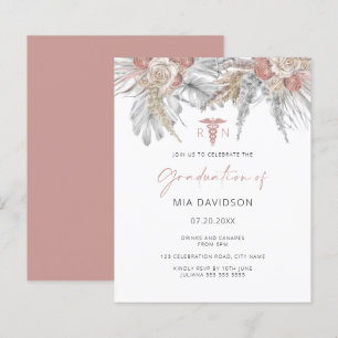 Papier Budget Pink Floral Nursing Graduation Invitation