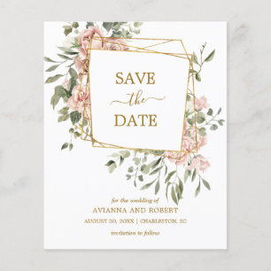 Papier Budget Pink Floral Photo géométrique Enregistrer l