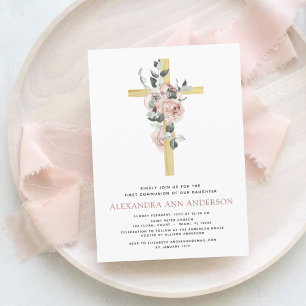 Papier Budget Pink Floral Première Communion sainte