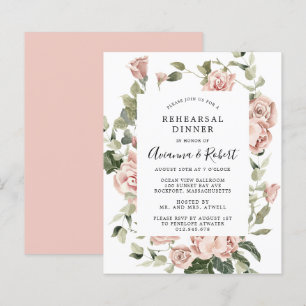 Papier Budget Pink Floral Rehearer Dîner Invitation