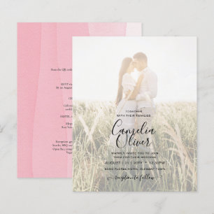 Papier BUDGET Pink Ombre PHOTO OVERLAY Mariage Invite