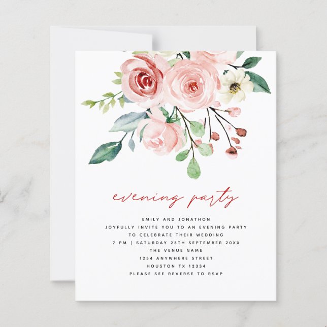 Papier BUDGET Pink Peach Florals QR Soirée (Devant)