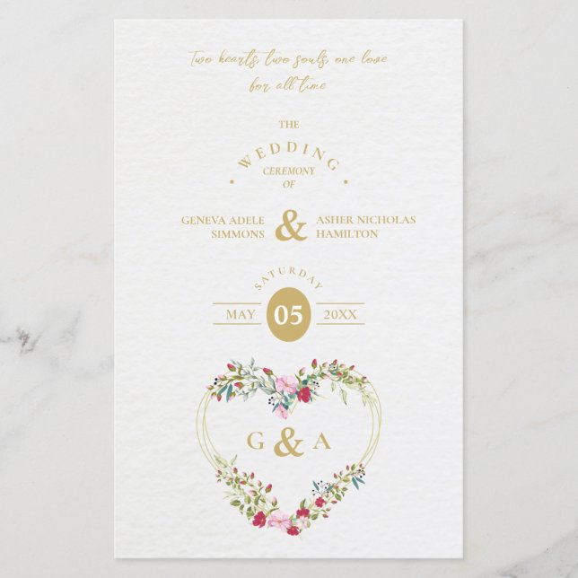 Papier Budget Pink & Red Shades Heart Romantic Botanical (Devant)