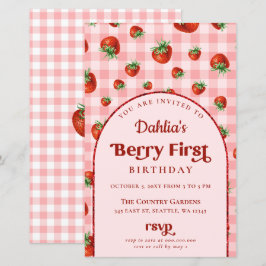 Papier Budget Pink Red Strawberry 1er anniversaire Invita