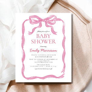Papier Budget Pink Ribbon Aquarelle Bow Girl Baby shower