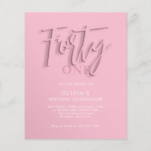 Papier BUDGET Pink Script Quarante-dixième anniversaire a