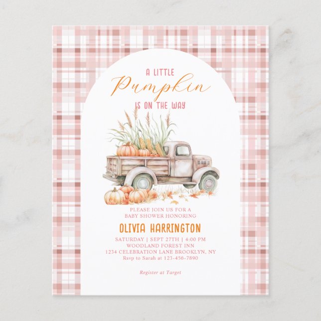 Papier BUDGET Pink Un petit Baby shower de camion Citroui (Devant)