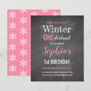 Papier Budget Pink Winter Onederland 1er anniversaire Inv
