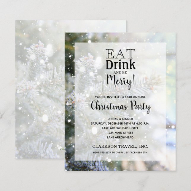 Papier Budget Pins neigeux Noël Invitations (Devant / Derrière)