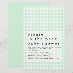 Papier Budget Pique-nique Parc Baby shower Green En vichy