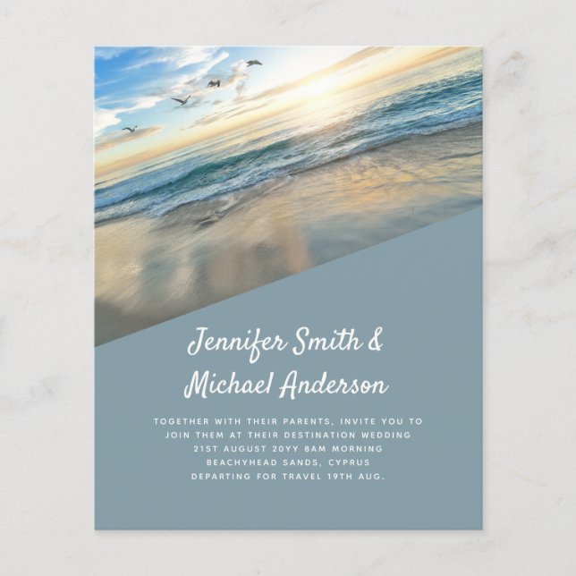 Papier BUDGET Plage tropicale Mariage à l'étranger Photo (Devant)