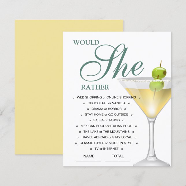 Papier Budget Plairait-Elle Plutôt Invitation De Jeu De M (Devant / Derrière)