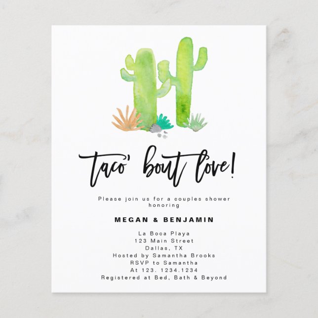 Papier Budget Plaisir Couples Succulents Douche Invitatio (Devant)