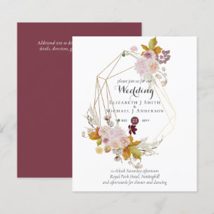 Papier Budget plum Blush rose Floral Mariage Invite