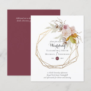 Papier Budget plum Blush rose Floral Mariage Invite
