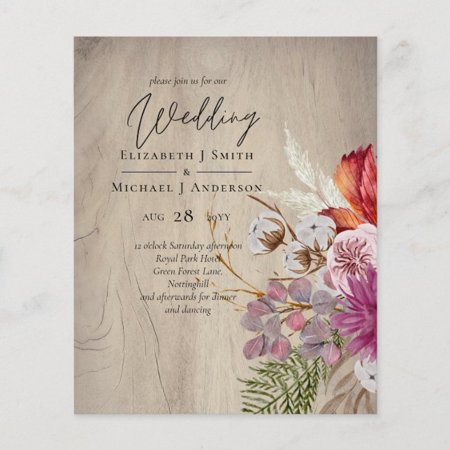 Papier BUDGET Plum Cinnamon Mariage Automne Florales (Devant)