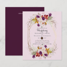 BUDGET Plum et Coral Floral Faire-part de mariage