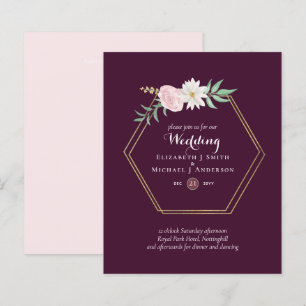 Papier BUDGET Plum et Coral Floral Faire-part de mariage