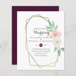 Papier BUDGET Plum et pêche Faire-part de mariage floral