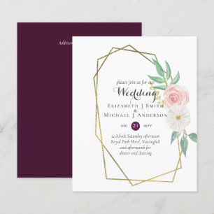 Papier BUDGET Plum et pêche Faire-part de mariage floral