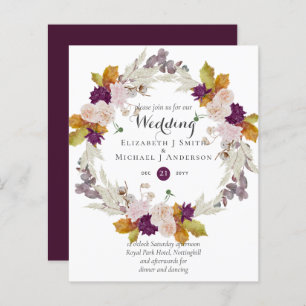Papier Budget Plum Ginger Wreath Wedding Invite