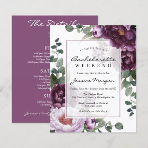 Papier Budget Plum Peonies Bachelorette Party Invitation