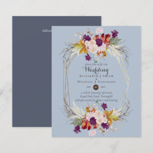 Papier Budget Plum Rustique Floral Dusty Blue Invitations