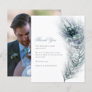 Papier BUDGET Plume de Paon Photo Mariage Remerciements