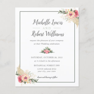 Papier BUDGET Plutôt blanc rose mariage floral