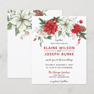 Papier Budget Poinsettia Pine cône Faire-part de mariage