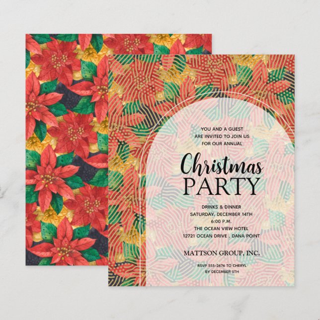 Papier Budget Poinsettias Noël Fête Invitation (Devant / Derrière)
