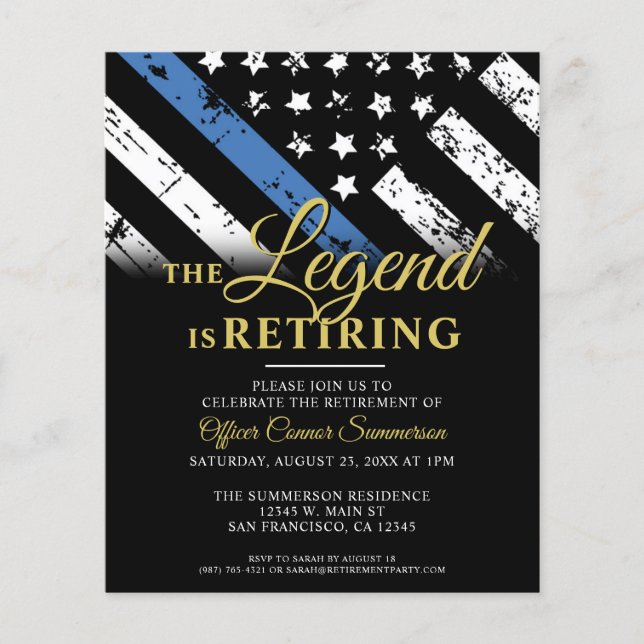 Papier Budget Police Blue Retirement Party Invitation (Devant)
