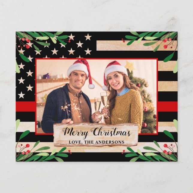 Papier Budget Pompier Mince Ligne rouge Drapeau Noël (Devant)