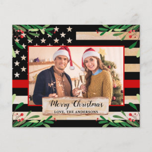 Papier Budget Pompier Mince Ligne rouge Drapeau Noël