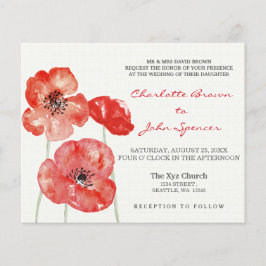 Papier Budget Poppies Invitations de mariage florales mod