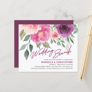 Papier Budget Post Mariage Brunch Aquarelle Rose Peonies