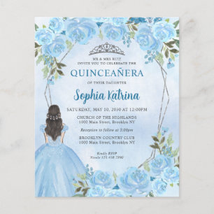 Papier Budget Poussiéreux Bleu Gris Floral Princesse Quin