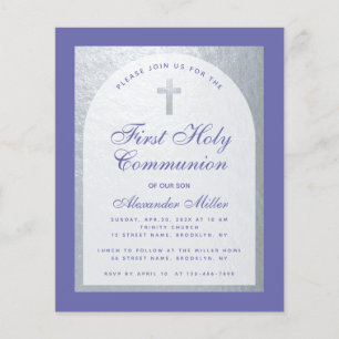 Papier Budget Première Communion Argent Violet Invitation