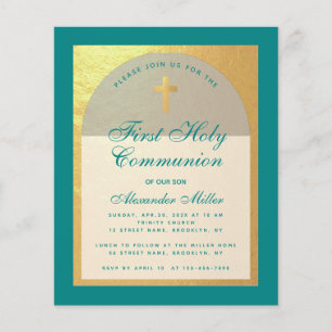 Papier Budget Première Communion Faux Gold Invitation Tur