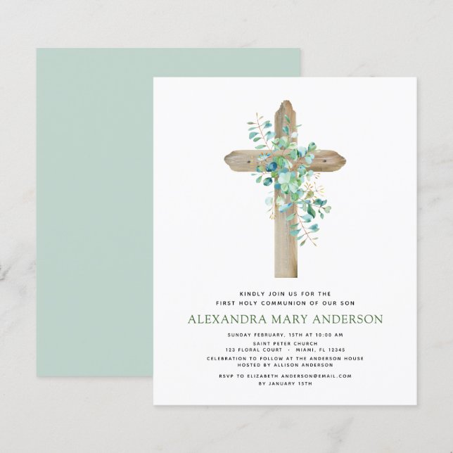 Papier Budget Première Communion Sainte Verdure Eucalyptu (Devant / Derrière)