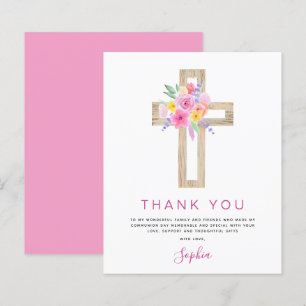 Papier Budget Première Sainte Communion Merci Floral rose