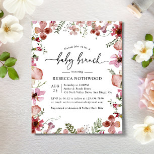 Papier Budget Pressé Florales Rose Bébé Brunch Invitation