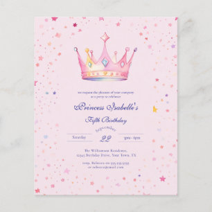 Papier Budget Princess Crown Fairytale 5e anniversaire
