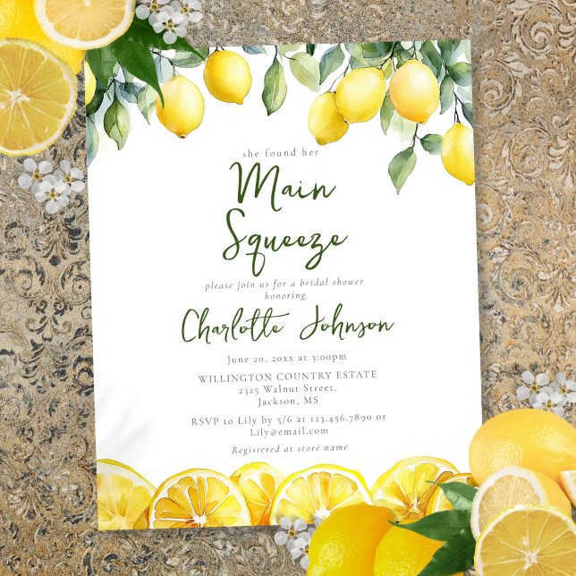 Papier Budget principal Fête des mariées de citron d'aqua (Budget Main Squeeze Watercolor Lemon Bridal Shower)