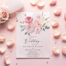 Papier Budget Printemps Blush Floral Wedding Invitations
