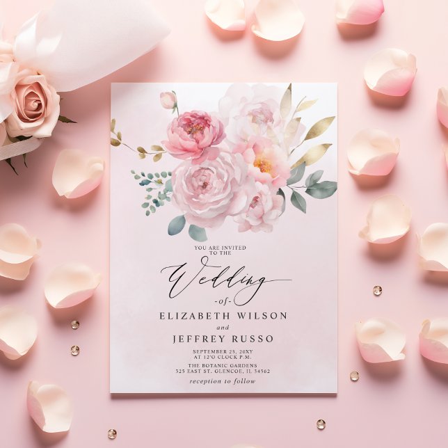 Papier Budget Printemps Blush Floral Wedding Invitations (Budget Spring Blush Floral Wedding Invitations)