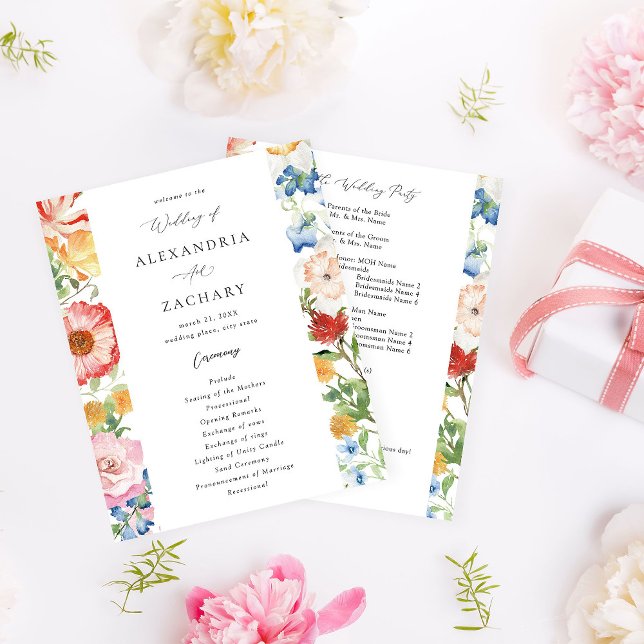 Papier Budget Printemps Multi-Floral Mariage Cérémonie Pr (Créateur téléchargé)